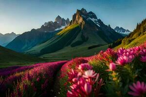 el flores de el montañas. generado por ai foto