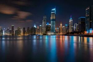 el ciudad horizonte a noche en porcelana. generado por ai foto