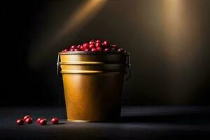 cranberries in a bucket. AI-Generated photo