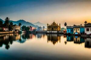 el dorado templo en amritsar, India. generado por ai foto