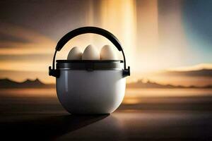 eggs in a basket, hd wallpaper. AI-Generated photo