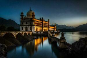 the beautiful palace at dusk in india. AI-Generated photo