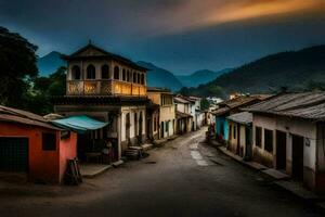 un calle en el pueblo de katmandú, Nepal. generado por ai foto