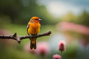 foto fondo de pantalla pájaro, el cielo, flores, el pájaro, el pájaro, el pájaro, el. generado por ai