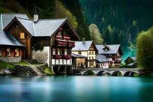 beautiful village in the alps, austria. AI-Generated photo