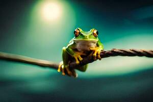 photo wallpaper frog, the light, the tree, the tree, the frog, the frog,. AI-Generated