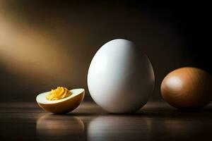 an egg and a half shell. AI-Generated photo