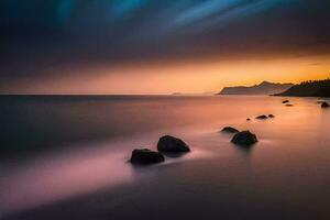 el mar, rocas, rocas, rocas, rocas, rocas, rocas, rocas, rocas. generado por ai foto