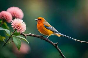 foto fondo de pantalla el cielo, flores, pájaro, naturaleza, el pájaro, pájaro, naturaleza, el. generado por ai