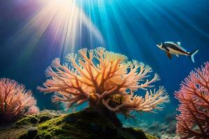 underwater scene with coral and fish. AI-Generated photo