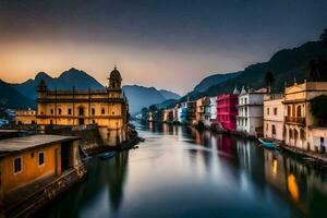 photo wallpaper the sky, water, river, buildings, india, the city, lake,. AI-Generated