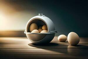 eggs in a basket. AI-Generated photo