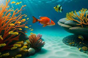 underwater scene with coral and fish. AI-Generated photo