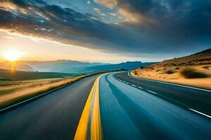 un la carretera con el Dom ajuste en el distancia. generado por ai foto