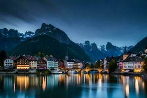 el pueblo de hallstatt, Suiza. generado por ai foto