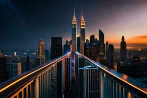 the city skyline at night. AI-Generated photo
