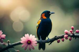 photo wallpaper the bird, flowers, nature, bird, bird, bird, bird, bird,. AI-Generated