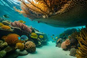 a coral reef with fish and other corals. AI-Generated photo
