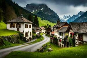 a small village in the mountains. AI-Generated photo