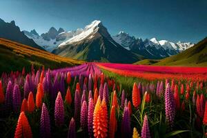 the flowers in the field are colorful and beautiful. AI-Generated photo