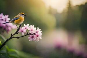 photo wallpaper bird, flowers, nature, spring, bird, bird, bird, bird, bird. AI-Generated