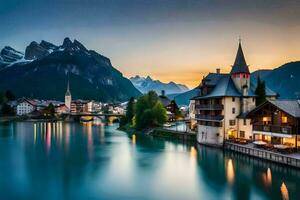 el hermosa pueblo de Altenburg en el suizo Alpes. generado por ai foto