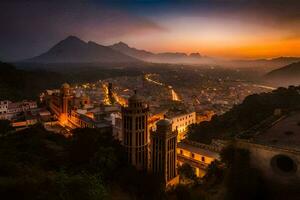 el ciudad de Sicilia a puesta de sol. generado por ai foto