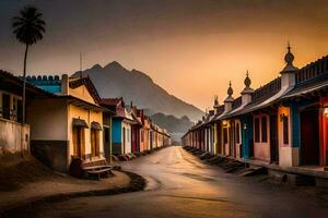 un calle en el pueblo de Canadá, sri lanka. generado por ai foto