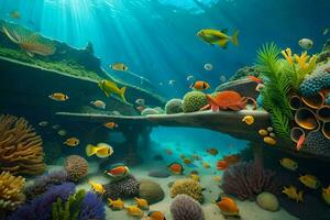 underwater scene with coral and fish. AI-Generated photo