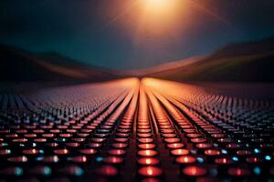 a long line of red dots on the ground. AI-Generated photo