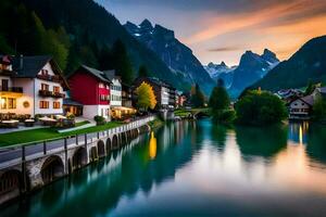 the beautiful village of alpin in the alps, switzerland. AI-Generated photo