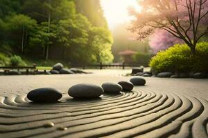 zen garden, japanese garden, japan, zen garden, zen garden wallpaper. AI-Generated photo