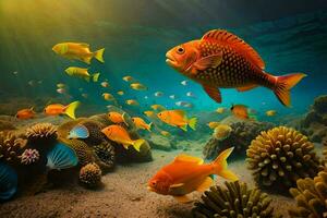 photo wallpaper sea, fish, coral, coral reef, fish, coral reef, fish, coral. AI-Generated