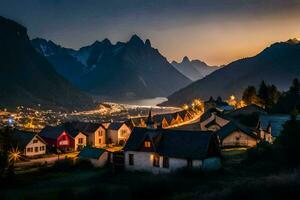 foto fondo de pantalla el cielo, montañas, noche, montañas, Noruega, Noruega, el cielo. generado por ai