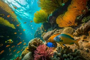 coral reef and fish in the ocean. AI-Generated photo