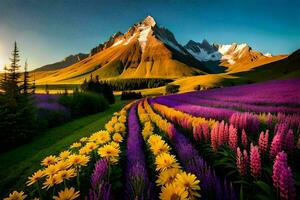 el flores de el valle, el montañas, y el Dom. generado por ai foto