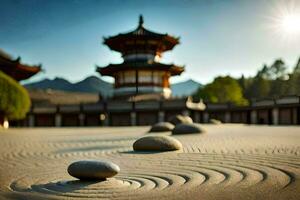 el zen jardín a el chino templo en lhasa, porcelana. generado por ai foto