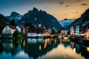 the town of hallstatt, switzerland. AI-Generated photo