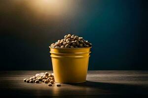 soy beans in a bucket. AI-Generated photo