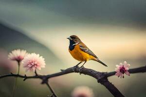 photo wallpaper the sky, bird, flowers, nature, bird, bird, bird, bird,. AI-Generated