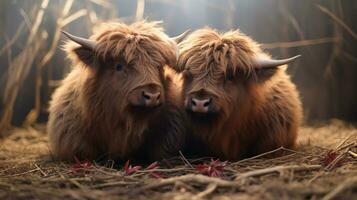 photo of heart-melting two Yaks with an emphasis on expression of love. Generative AI