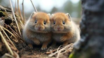 photo of heart-melting two Woodchucks with an emphasis on expression of love. Generative AI