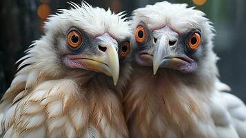 photo of heart-melting two Vultures with an emphasis on expression of love. Generative AI