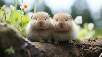 photo of heart-melting two Woodchucks with an emphasis on expression of love. Generative AI