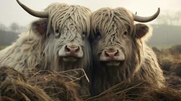 photo of heart-melting two Yaks with an emphasis on expression of love. Generative AI