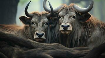 photo of heart-melting two Wildebeests with an emphasis on expression of love. Generative AI