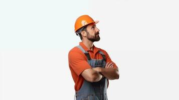 American Worker in Thoughtful Pose AI generated photo