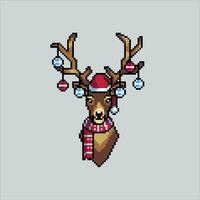 Pixel art illustration Christmas Deer. Pixelated Christmas deer. Christmas deer pixelated for the pixel art game and icon for website and video game. old school retro. vector