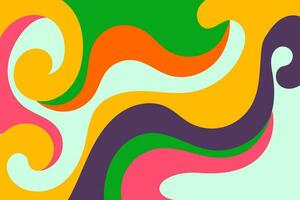 Psychedelic swirl acid wave rainbow line backgrounds in 1970s 1960s hippie style. y2k wallpaper patterns retro vintage 70s 60s groove. psychedelic poster background vector