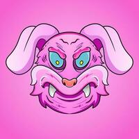 evil bunny monster head dead rabbit vector illustration design isolated on light background